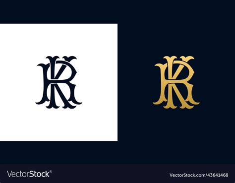 Decorative Vintage Initial Letters Kr Monogram Vector Image