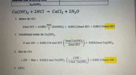 Solved Datos Tabla 1 Solubilidad Molar Y Producto De Chegg