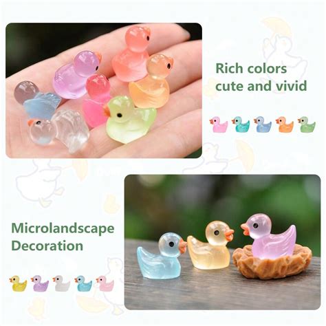 Pcs Mini Resin Ducks Luminous Tiny Ducks Miniature Figures