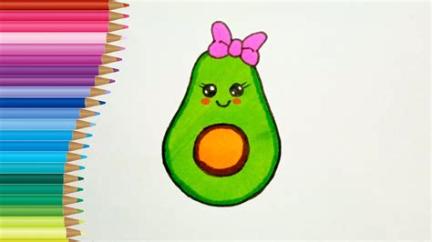 How To Draw A Cute Avocado Drawing Easy Step By Step Youtube