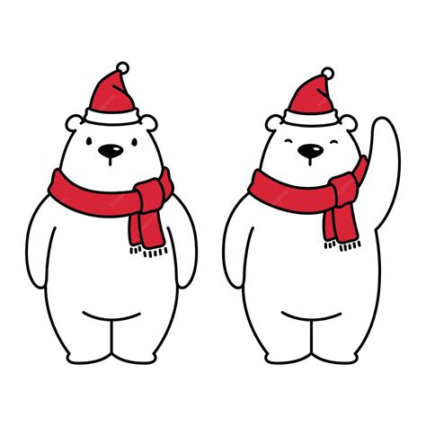 Premium Vector Bear Polar Christmas Cartoon