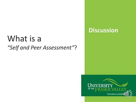 Self And Peer Assessment Ppt