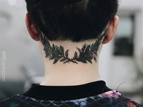 Laurel Wreath Tattoo On The Back Of The Neck