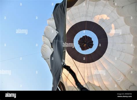 Inside A Hot Air Balloon Looking Up To The Sky While Inflating Stock Photo Alamy