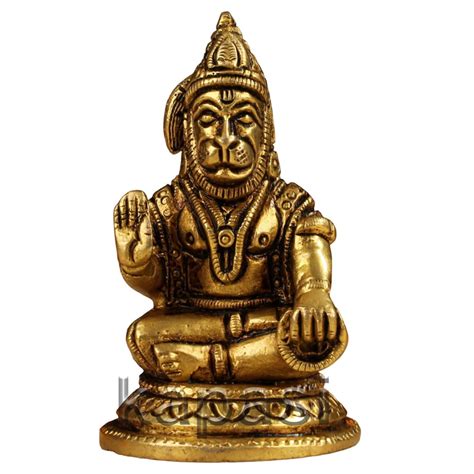 Sacred Brass Lord Hanuman Sitting Idol For Divine Blessings