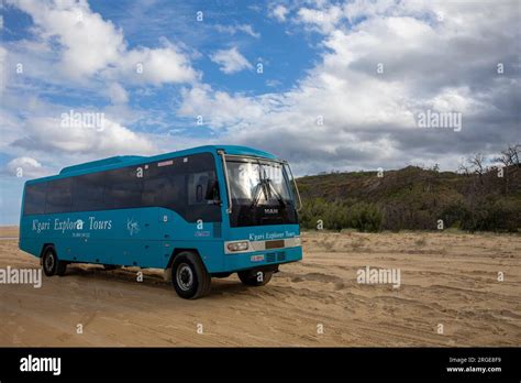 Fraser Island K Gari Explorer Tour Bus On Mile Beach Queensland