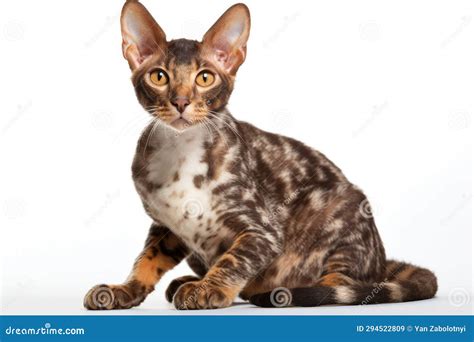 Cornish Rex Cat Sitting On A White Background Stock Illustration