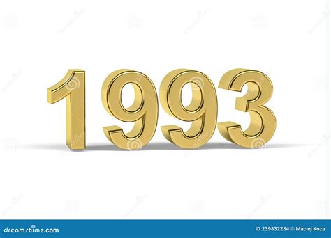 Golden 3d Number 1993 Year 1993 Isolated On White Background Stock