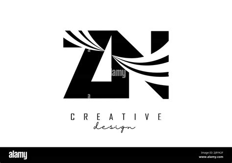 Creative Black Letter Zn Z N Logo With Leading Lines And Road Concept Design Letters With