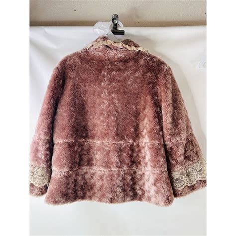 60s Frilly Lace Plush Teddy Bedside Lingerie Jacket Pink Coquette Vintage Lingerie Jacket