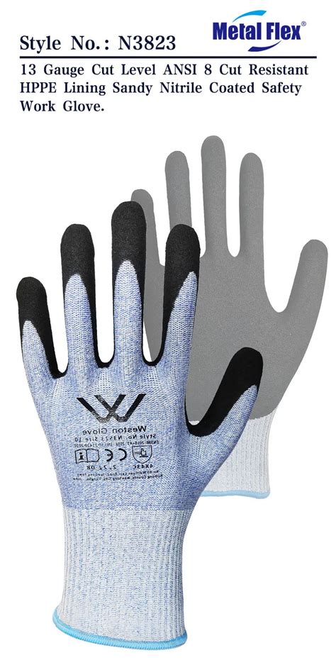 Gauge Cut Level Ansi A A Cut Resistant Gloves Palm With Sandy