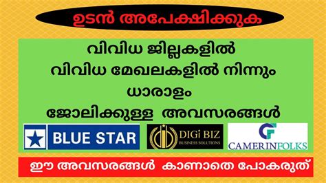 Kerala Job Interviews Freshers Experience 2 Any Degree AnyPG BTech