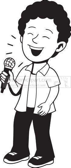 Music Outline Clipart-black white singer clipart