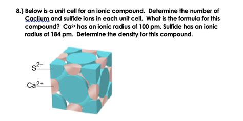 Below Is A Unit Cell For An Ionic Compound Determine The Number Of Calcium And Sulfide Ions In