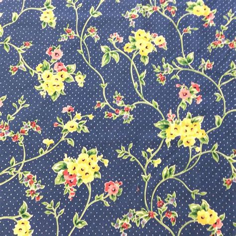 Waverly Fabric Millbrook French Blue Yellow Flowers 5 Yards Etsy