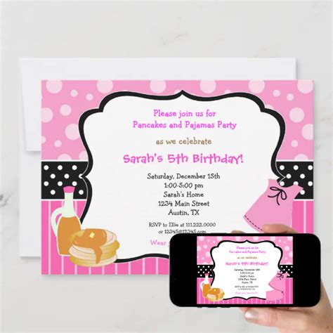 Pancakes And Pajamas Birthday Invitations Zazzle