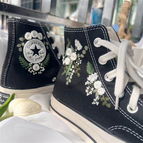 Bridal Converse Personalized Embroidery Custom Embroidery Embroidery