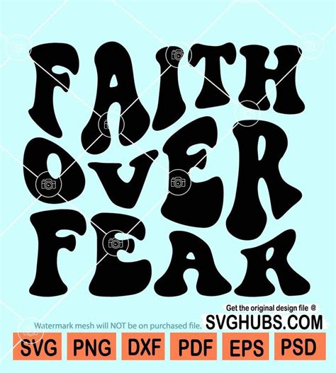 Faith Over Fear SVG Retro Letters Svg Wavy Letters Svg Christian Svg