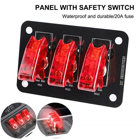 Panel De Interruptor Basculante De 3 Entradas 12V 24V Con Fusible De