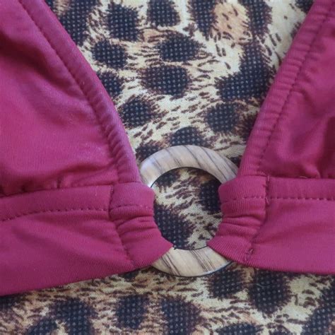 Early S Burgundy Halter Bikini Top Super Depop