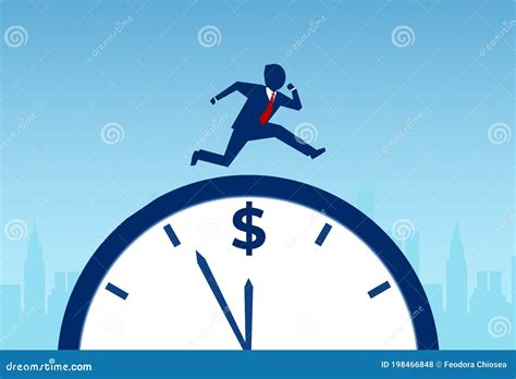 Vector Of A Businessman Running On The Clock Stock Vector