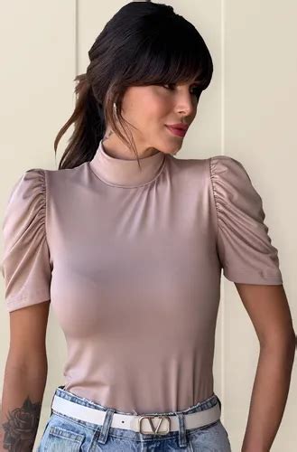 Blusa Princesa Gola Alta Tl Nude Parcelamento Sem Juros