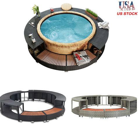 Spa Surround Poly Rattan Garden Massage Hot Tub Outdoor Furniture Black Grey For Sale From