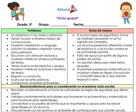 Fichas Descriptivas Preescolar Ejemplos