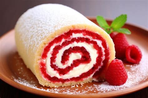 Premium Photo Swiss Roll Cake With Red Jelly And White Cream