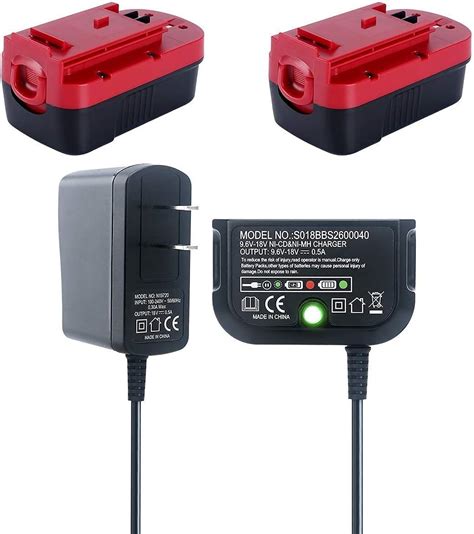 Lasica 2 Pack 18Volt Battery and Charger, Compatible with Black and Decker 18 Volt Cordless Tool ...