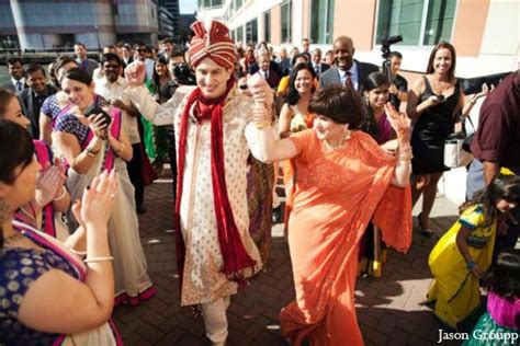 Indian Wedding Baraat Groom Celebration Street Dancing