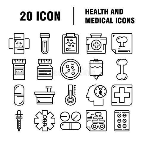 Medical Icons Medicine Hospital Kit Collection Set Medical Vector