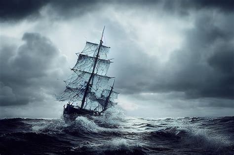 Premium Photo Viking Ship In A Storm