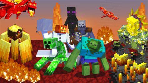 Mutant Mobs Vs Fire Army In Minecraft Mob Battle Youtube