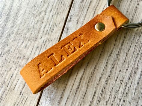 Key Fob Personalized Leather Key Fob Hand stamped | Etsy