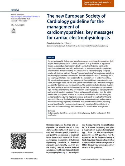 PDF The New European Society Of Cardiology Guideline For The