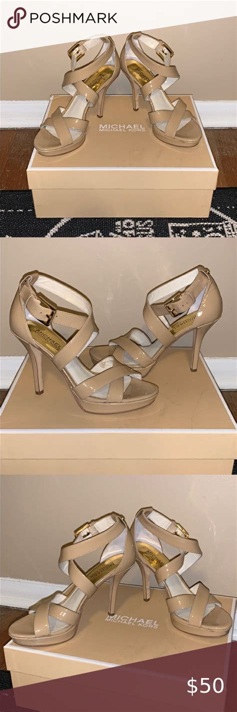 Michael Kors Nude Patent Leather Strappy Heels