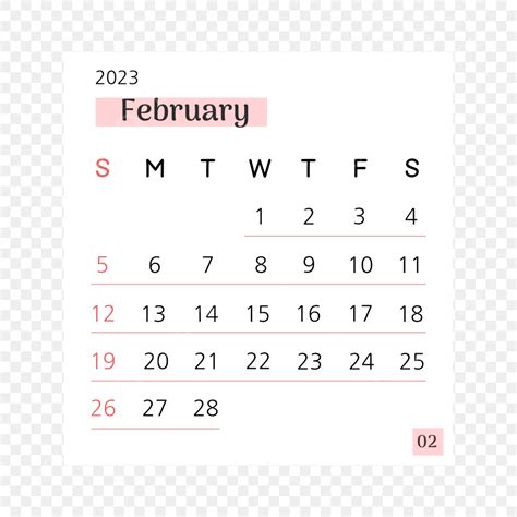 February 2023 Calendar Vector Png Images February 2023 Calendar Vector