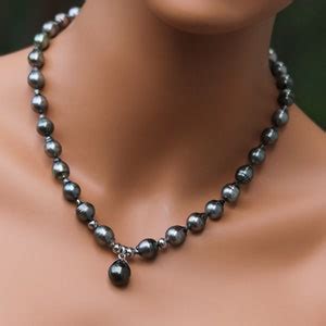 Black Tahitian Pearls Tahitian Pearl Strand Ky Gold Clasp Etsy