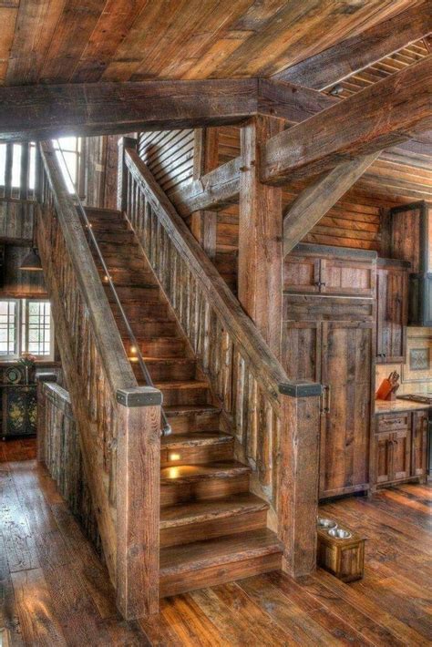 Pin By Lane Sommer On Cabins Rustic Stairs Rustic House Rustic Home