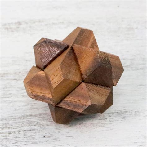 Undiscovered Artisan Box Handcrafted Wood Star Shaped Puzzle From Thailand Star Challenge N