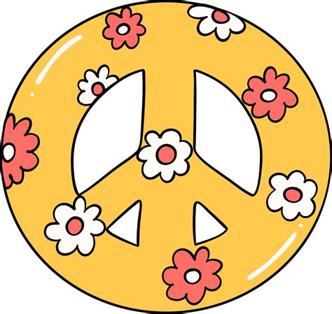 Retro Flower Power Peace Sign Png