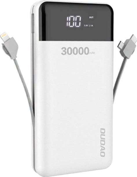 УМБ Dudao K1Max 30000 mAh Bulit in Cables 88803 White 6970379617625