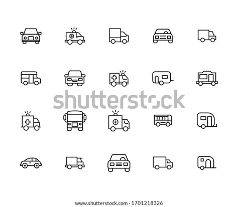 Car Line Icons Set Stroke Vector Stock Vector Royalty Free 1701218326