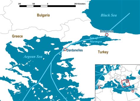 Dardanelles Strait On World Map - Map Of Rose Bowl