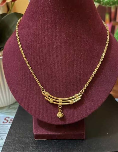 Kalung Bambu Baris Tiga Lapis Emas 24k Replika Cantik Tidak Luntur