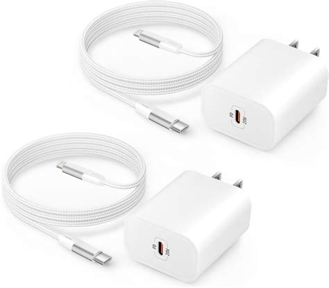 Amazon.com: iPhone Charger 2 Pack 20W PD USB C Adapter and 6 FT USB C ...