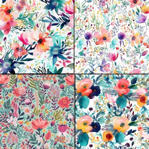 Assorted Floral Digital Paper 22 Seamless Floral Patterns 3600x3600