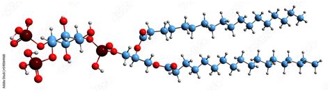 3D image of Phosphatidylinositol bisphosphate skeletal formula - molecular chemical structure of ...