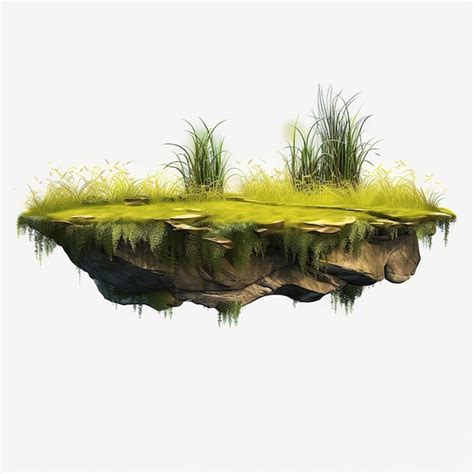 Green Grass Surface With Trees Mountains Island Flying Green Forest